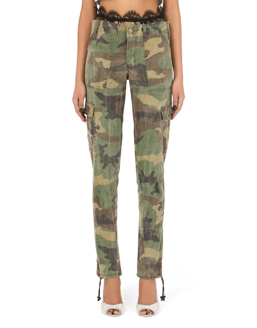 COTTON CARGO PANTS WITH CAMOUFLAGE PRINT
