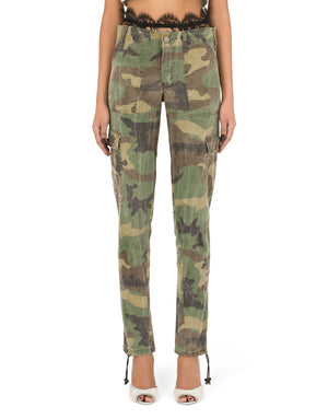 COTTON CARGO PANTS WITH CAMOUFLAGE PRINT