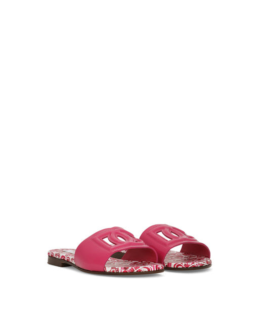 PATENT LEATHER SLIDES WITH DG LOGO