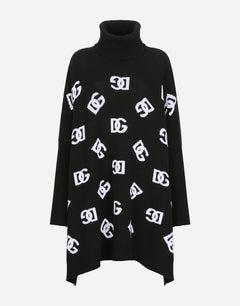 WOOL PONCHO WITH JACQUARD DG LOGO