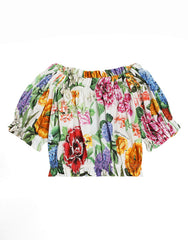COTTON POPLIN TOP WITH FLORAL PRINT