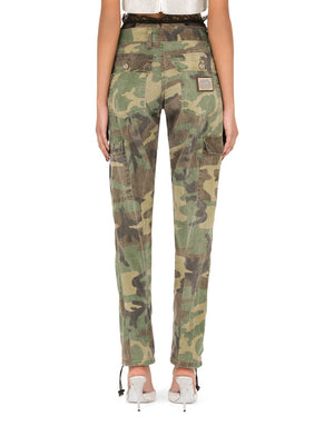 COTTON CARGO PANTS WITH CAMOUFLAGE PRINT