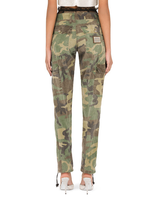 COTTON CARGO PANTS WITH CAMOUFLAGE PRINT