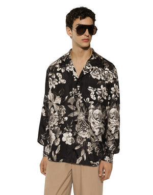 SILK TWILL SHIRT WITH FLORAL PRINT