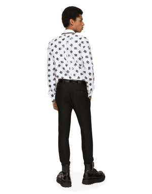 COTTON MARTINI-FIT SHIRT WITH DG LOGO PRINT