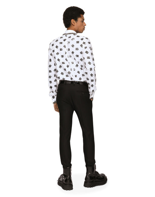 COTTON MARTINI-FIT SHIRT WITH DG LOGO PRINT