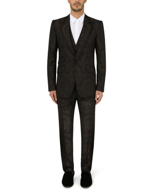 JACQUARD SICILIA-FIT SUIT WITH SATIN PIPING