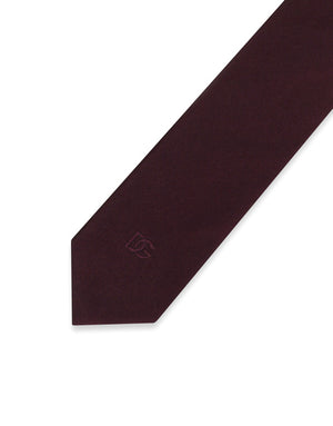 6-CM SILK BLADE TIE WITH DG LOGO EMBROIDERY