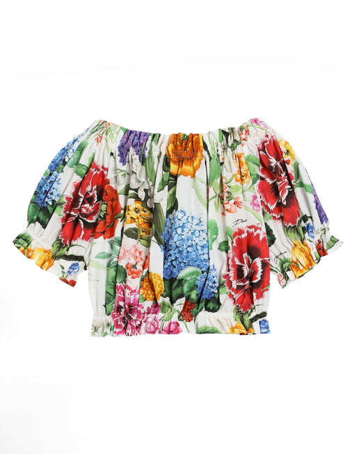 COTTON POPLIN TOP WITH FLORAL PRINT