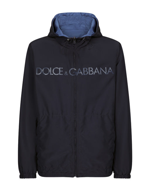 REVERSIBLE JACKET WITH HOOD AND LOGO
