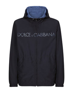 REVERSIBLE JACKET WITH HOOD AND LOGO