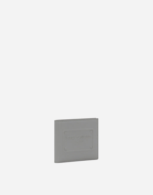CALFSKIN BIFOLD WALLET WITH RAISED LOGO