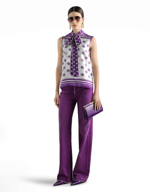 DG LOGO ALL-OVER SILK TWILL TOP