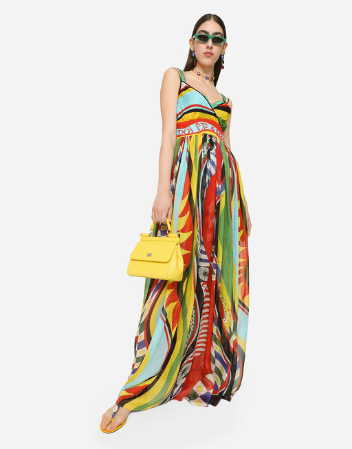 LONG CARRETTO-PRINT SLIP DRESS