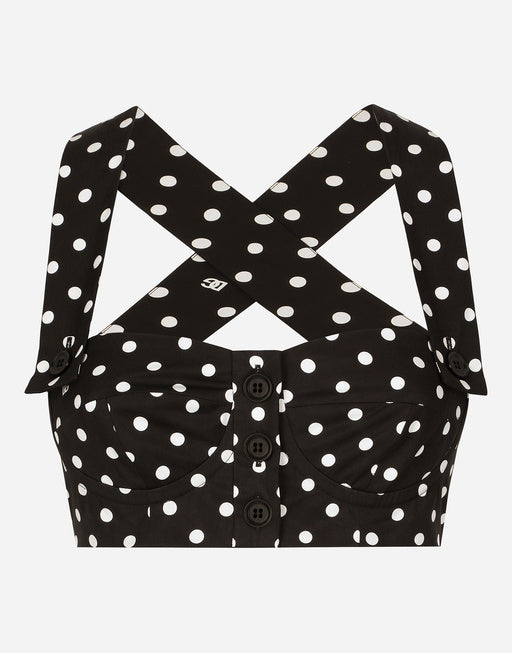 COTTON CORSET TOP WITH POLKA-DOT PRINT