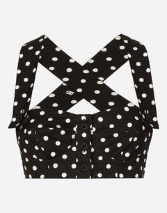 COTTON CORSET TOP WITH POLKA-DOT PRINT