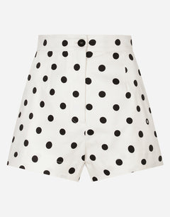 HIGH-WAISTED COTTON SHORTS WITH POLKA-DOT PRINT
