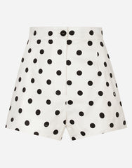 HIGH-WAISTED COTTON SHORTS WITH POLKA-DOT PRINT