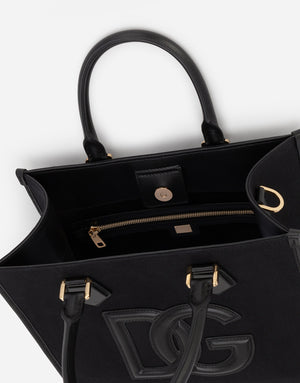 CANVAS SHOPPER WITH CALFSKIN NAPPA DETAILS