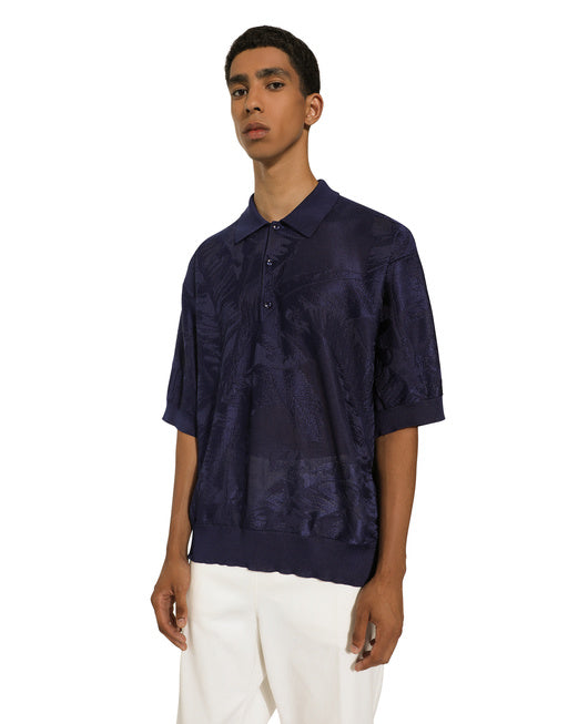 OVERSIZE SHORT-SLEEVED SILK JACQUARD POLO-SHIRT