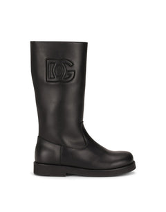CALFSKIN BOOTS WITH EMBOSSED DG LOGO
