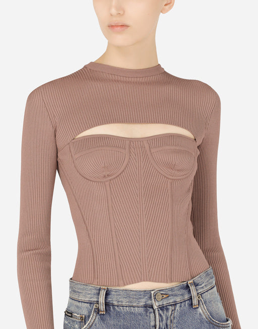 VISCOSE CORSET SWEATER WITH CUT-OUT