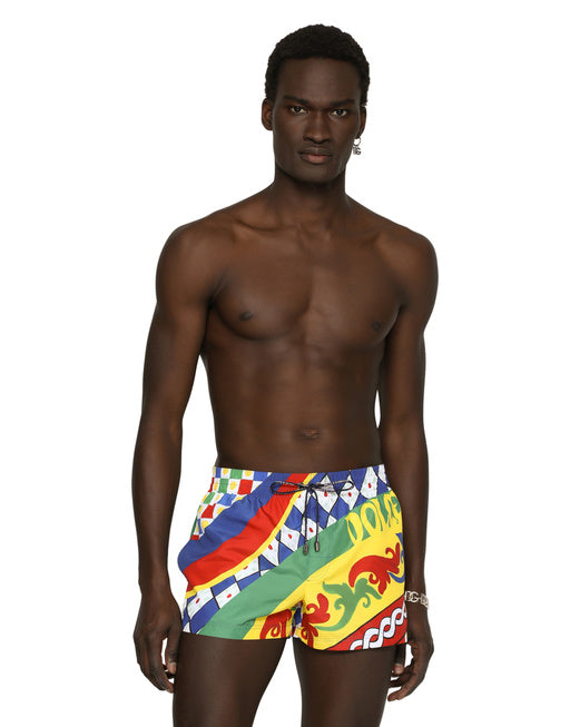 SHORT SWIM TRUNKS WITH CARRETTO PRINT