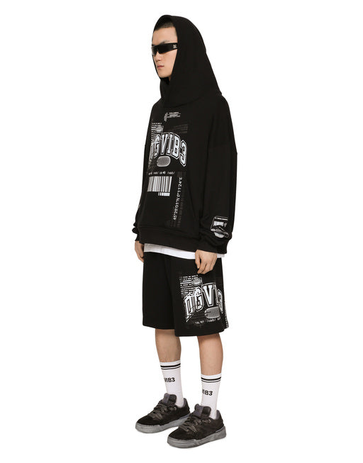 JERSEY JOGGING SHORTS WITH DGVIB3 PRINT AND LOGO