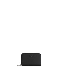 MINI DAUPHINE CALFSKIN ZIP-AROUND WALLET WITH BRANDED PLATE