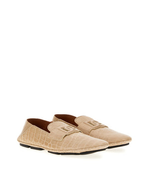 CROCODILE-PRINT CALFSKIN DRIVER SHOES