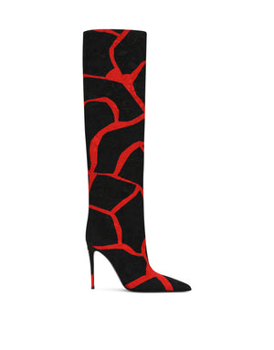 GIRAFFE-PRINT BROCADE BOOTS