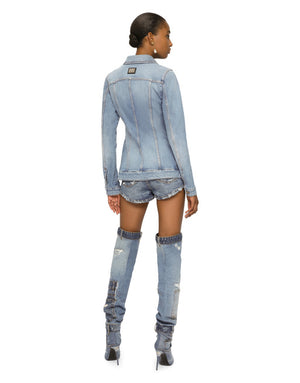 DENIM SHORTS WITH RIPPED DETAILS