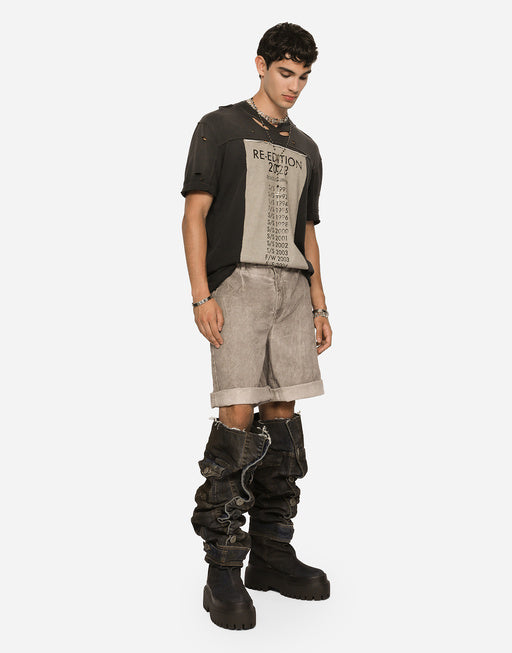 GARMENT-DYED COTTON SHORTS WITH LOGO TAG