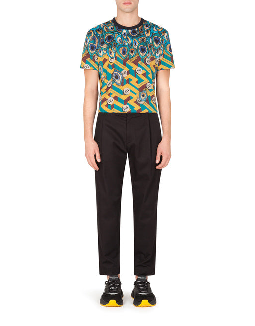 COTTON T-SHIRT WITH FEATHER PRINT