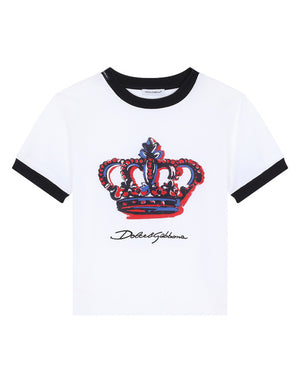 JERSEY T-SHIRT WITH PICTORIAL CROWN PRINT