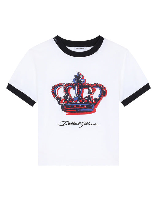 JERSEY T-SHIRT WITH PICTORIAL CROWN PRINT