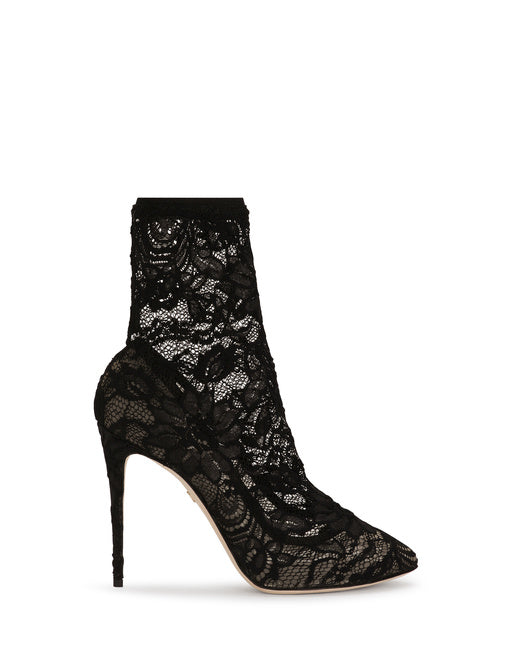 STRETCH LACE AND GROS GRAIN BOOTIES