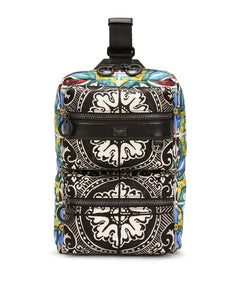 SICILIA DNA BACKPACK IN NYLON WITH MAIOLICA PRINT
