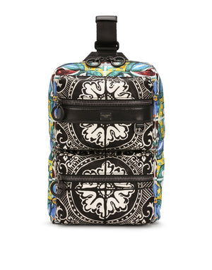 SICILIA DNA BACKPACK IN NYLON WITH MAIOLICA PRINT