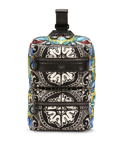 SICILIA DNA BACKPACK IN NYLON WITH MAIOLICA PRINT