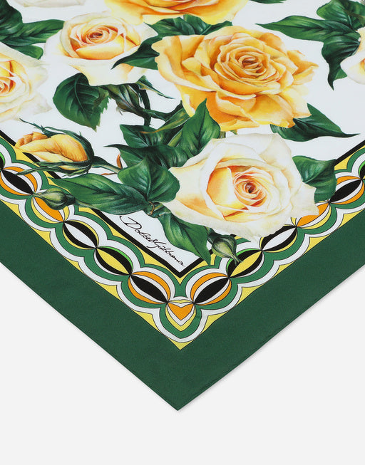 TWILL SCARF WITH YELLOW ROSE PRINT (70 X 70)