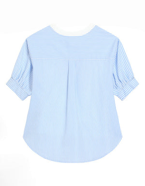 POPLIN AND JERSEY T-SHIRT WITH PATCH