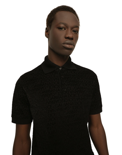PIQUÉ POLO-SHIRT WITH FLOCKED DOLCE&GABBANA LOGO