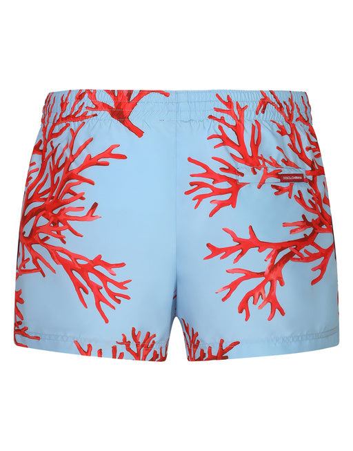 SHORT SWIM TRUNKS WITH CORAL PRINT