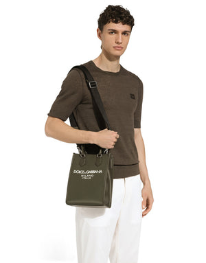 SMALL NYLON BAG WITH RUBBERIZED LOGO