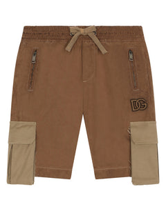 GARMENT-DYED COTTON FABRIC CARGO SHORTS