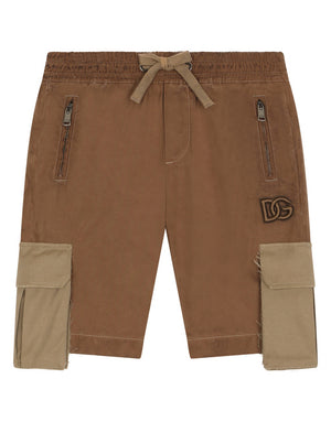 GARMENT-DYED COTTON FABRIC CARGO SHORTS