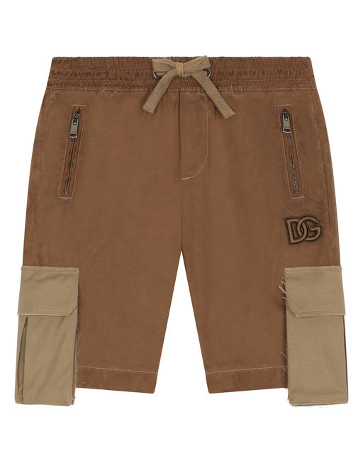 GARMENT-DYED COTTON FABRIC CARGO SHORTS
