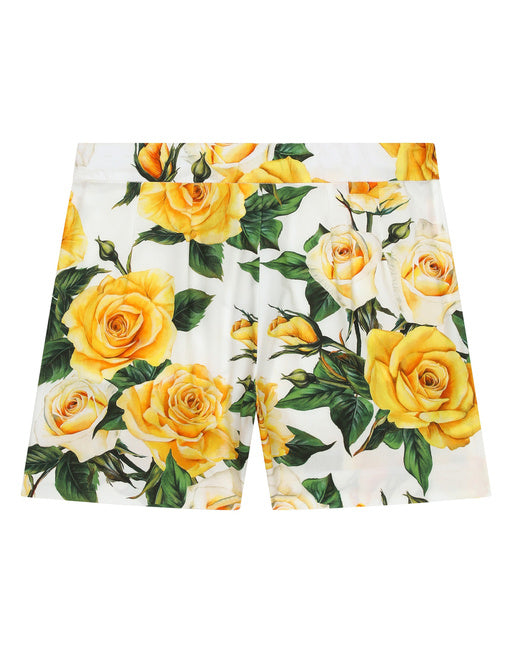 POPLIN SHORTS WITH YELLOW ROSE PRINT