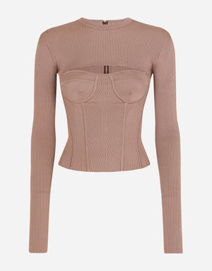 VISCOSE CORSET SWEATER WITH CUT-OUT